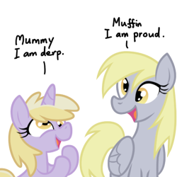 Size: 500x500 | Tagged: safe, artist:equestria-prevails, character:derpy hooves, character:dinky hooves, species:pegasus, species:pony, species:unicorn, derp, duo, equestria's best mother, female, filly, mare, mother and daughter, simple background, transparent background