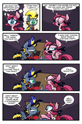 Size: 534x810 | Tagged: safe, artist:joeywaggoner, character:pinkie pie, oc, oc:spotlight, episode:too many pinkie pies, g4, my little pony: friendship is magic, comic, diane, the clone that got away