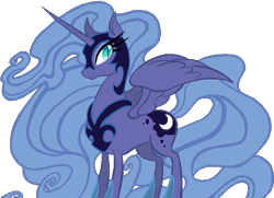 Size: 703x509 | Tagged: safe, artist:colossalstinker, character:nightmare moon, character:princess luna, female, fusion, lunar trinity, nightmare luna, palette swap, s1 luna, simple background, solo, ultimate luna