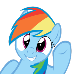 Size: 2900x2854 | Tagged: safe, artist:heavymetalbronyyeah, artist:kuren247, character:rainbow dash, species:pony, cute, female, hi, looking at you, mare, show accurate, simple background, smiling, solo, transparent background, vector, waving