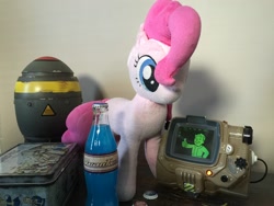 Size: 3264x2448 | Tagged: safe, artist:template93, character:pinkie pie, caps, fallout, irl, lunchbox, mini nuke, nuka cola, nuka cola quantum, photo, pipboy, plushie, this will end in explosions