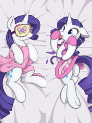 Size: 3000x4000 | Tagged: safe, artist:theparagon, character:rarity, species:pony, bathrobe, body pillow, body pillow design, clothing, cute, female, plot, pwffzzt, rarara, raribetes, raspberry, robe, silly, silly face, silly pony, sleep mask, slippers, solo, tongue out, underhoof