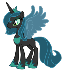 Size: 630x700 | Tagged: safe, artist:colossalstinker, character:princess luna, character:queen chrysalis, species:changeling, alternate design, female, simple background, solo, transparent background, vector