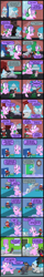 Size: 2000x12521 | Tagged: safe, artist:magerblutooth, character:diamond tiara, character:silver spoon, oc, oc:dazzle, oc:iggy, oc:imperius, species:dog, species:pony, comic:diamond and dazzle, cat, chocolate, clothing, cold, comic, crossdressing, dress, food, hearth's warming, hot chocolate, house, livestream, sick, soup, video game, winter outfit