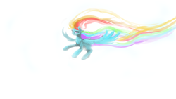 Size: 1920x1080 | Tagged: safe, artist:hierozaki, character:rainbow dash, female, flowing mane, flying, simple background, solo, white background