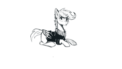 Size: 1920x1080 | Tagged: source needed, safe, artist:hierozaki, character:scootaloo, species:pegasus, species:pony, clothing, female, monochrome, sketch, solo