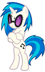 Size: 4491x7083 | Tagged: safe, artist:kuren247, character:dj pon-3, character:vinyl scratch, species:pony, species:unicorn, absurd resolution, bipedal, crossed arms, crossed hooves, cutie mark, female, hooves, horn, mare, simple background, smiling, solo, sunglasses, transparent background, vector