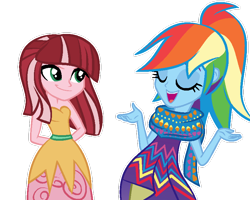 Size: 818x654 | Tagged: safe, artist:berrypunchrules, character:gloriosa daisy, character:rainbow dash, equestria girls:legend of everfree, g4, my little pony: equestria girls, my little pony:equestria girls, camp fashion show outfit, rainbow dash always dresses in style, simple background, transparent background
