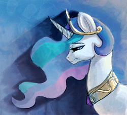 Size: 857x777 | Tagged: safe, artist:mewball, character:princess celestia, species:alicorn, species:pony, abstract background, female, mare, profile, sad, solo, tired