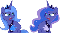 Size: 1046x589 | Tagged: safe, artist:equestria-prevails, character:princess luna, duality, ew gay, exploitable, ponidox, s1 luna, self ponidox, simple background, the fun has been doubled, transparent background