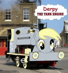 Size: 676x724 | Tagged: safe, artist:kuren247, character:derpy hooves, species:pegasus, species:pony, chatham historic dockyard, crossover, female, mare, thomas the tank engine