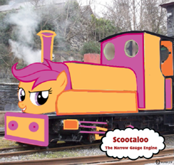 Size: 557x528 | Tagged: safe, artist:kuren247, character:scootaloo, species:pegasus, species:pony, crossover, thomas the tank engine