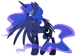 Size: 2500x1850 | Tagged: safe, artist:equestria-prevails, character:princess luna, species:alicorn, species:pony, female, lidded eyes, looking back, mare, simple background, solo, spread wings, transparent background, wings