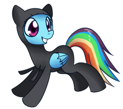 Size: 900x800 | Tagged: safe, artist:solar-slash, character:rainbow dash, species:pegasus, species:pony, catsuit, clothing, female, hoodie, looking back, mare, simple background, smiling, solo, transparent background