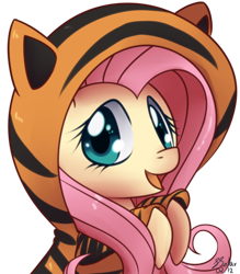 Size: 700x800 | Tagged: safe, artist:solar-slash, character:fluttershy, species:pegasus, species:pony, big cat, costume, cute, female, mare, solo, tiger