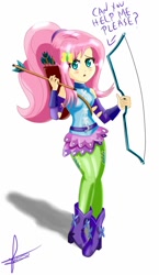 Size: 720x1240 | Tagged: safe, artist:dieart77, character:fluttershy, equestria girls:friendship games, g4, my little pony: equestria girls, my little pony:equestria girls, archer, female, needs more jpeg, ponytail, solo