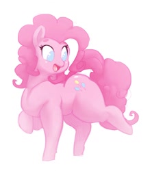 Size: 1136x1280 | Tagged: safe, artist:bigdad, character:pinkie pie, species:pony, beanbrows, chubby, cute, diapinkes, eyebrows, fat, female, no pupils, open mouth, pudgy pie, simple background, solo, white background