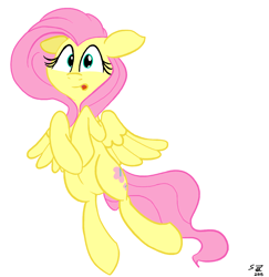 Size: 1280x1316 | Tagged: safe, artist:emberkaese, artist:stormtwirl, edit, character:fluttershy, female, floppy ears, flying, hooves to the chest, looking at you, open mouth, simple background, solo, spread wings, white background, wings