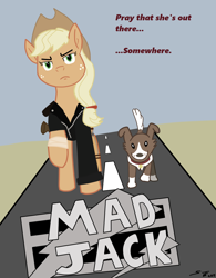 Size: 1280x1639 | Tagged: safe, artist:emberkaese, artist:stormtwirl, edit, character:applejack, character:winona, crossover, mad max, the road warrior