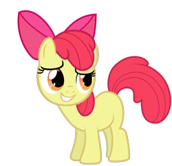 Size: 1086x1045 | Tagged: safe, artist:kuren247, character:apple bloom, female, grin, looking back, nervous, raised eyebrow, simple background, smiling, solo, transparent background, vector