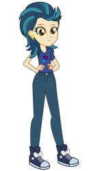 Size: 2800x5400 | Tagged: safe, artist:razethebeast, character:indigo zap, equestria girls:friendship games, g4, my little pony: equestria girls, my little pony:equestria girls, absurd resolution, clothing, converse, ear piercing, female, flash puppet, hand on hip, new outfit, pants, piercing, shoes, sneakers, solo