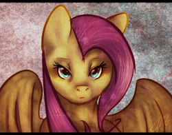 Size: 1024x801 | Tagged: safe, artist:imalou, character:fluttershy, bust, female, looking at you, solo