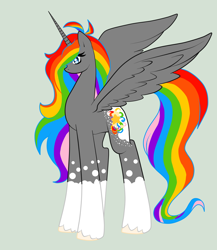 Size: 900x1035 | Tagged: safe, artist:rainbowscreen, oc, oc only, oc:rainbow star, species:alicorn, species:pony, alicorn oc