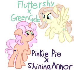 Size: 704x674 | Tagged: safe, artist:berrypunchrules, base used, oc, oc only, oc:balsa wood, oc:date night, parent:fluttershy, parent:pinkie pie, parent:sandalwood, parent:shining armor, parents:sandalshy, parents:shiningpie, species:pegasus, species:pony, species:unicorn, braces, eyeshadow, makeup, offspring, simple background, text, transparent background