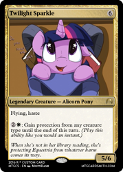 Size: 375x523 | Tagged: safe, artist:mistydash, artist:ponithegathering, character:twilight sparkle, backpack, card, card game, cute, female, magic the gathering, school, solo, tcg, trading card, twiabetes, weapons-grade cute