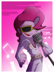 Size: 2971x4000 | Tagged: safe, artist:fj-c, character:pinkie pie, species:human, my little pony:equestria girls, breasts, cleavage, elvis presley, female, music, rock and roll, solo
