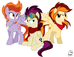 Size: 2109x1645 | Tagged: safe, artist:light262, oc, oc only, oc:alula, oc:starfire, oc:weaver wry, cute, goggles, simple background, transparent background, vector