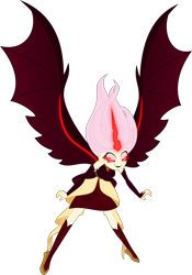 Size: 6440x9178 | Tagged: safe, artist:orin331, character:flutterbat, character:fluttershy, species:bat pony, my little pony:equestria girls, absurd resolution, alternate universe, clothing, dress, evil, female, flash puppet, glowing eyes, midnight sparkle, midnight-ified, race swap, sleeveless, solo
