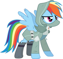 Size: 7615x7084 | Tagged: safe, artist:pink1ejack, character:rainbow dash, episode:dungeons & discords, absurd resolution, boots, clothing, crossover, dungeons and dragons, epaulettes, fantasy class, female, hood, mask, rainbow rogue, rogue, simple background, solo, thief, transparent background, utility belt, vector