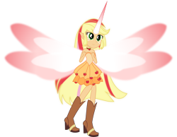 Size: 9399x7294 | Tagged: safe, artist:orin331, character:applejack, my little pony:equestria girls, absurd resolution, clothing, daydream shimmer, daydream-ified, dress, elf ears, female, high heel boots, old version, simple background, solo, transparent background, vector