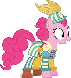 Size: 7611x8395 | Tagged: safe, artist:pink1ejack, character:pinkie pie, episode:dungeons & discords, absurd resolution, bard, bard pie, clothing, dungeons and dragons, fantasy class, female, happy, inkscape, ogres and oubliettes, roleplaying, simple background, smiling, solo, transparent background, vector