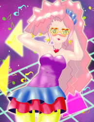 Size: 3090x4000 | Tagged: safe, artist:dieart77, character:pinkie pie, episode:friendship through the ages, equestria girls:rainbow rocks, g4, my little pony: equestria girls, my little pony:equestria girls, 80s, absurd resolution, anime, clothing, female, looking at you, new wave pinkie, shutter shades, solo
