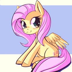 Size: 1000x1000 | Tagged: safe, artist:mewball, character:fluttershy, species:pony, cute, dawwww, female, mare, shyabetes, sitting, solo