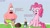 Size: 1600x900 | Tagged: safe, artist:scobionicle99, character:pinkie pie, species:earth pony, species:pony, g4, crossover, dialogue, female, male, mare, patrick star, rock fight, rocky, sitting, spongebob squarepants, text, the great snail race
