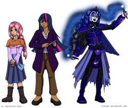 Size: 1024x866 | Tagged: safe, artist:ladyanidraws, character:nightmare moon, character:princess celestia, character:princess luna, character:twilight sparkle, humanized, older, pink-mane celestia, younger