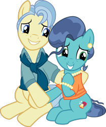 Size: 11997x14373 | Tagged: safe, artist:pink1ejack, character:mr. paleo, character:mrs. paleo, episode:the fault in our cutie marks, g4, my little pony: friendship is magic, absurd resolution, clothing, jewelry, married couple, necklace, pearl necklace, scarf, simple background, sitting, transparent background, vector