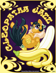 Size: 720x937 | Tagged: safe, artist:texasuberalles, character:cleopatra jazz, species:earth pony, species:pony, banana, ear piercing, earring, food, jewelry, looking at you, modern art, nouveau, piercing, solo