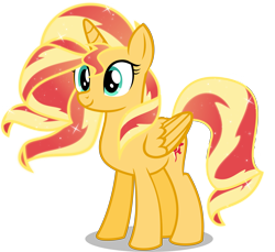 Size: 4337x3981 | Tagged: safe, artist:orin331, character:sunset shimmer, species:alicorn, species:pony, my little pony:equestria girls, absurd resolution, alicornified, cute, female, race swap, shimmerbetes, shimmercorn, simple background, smiling, solo, sunset shimmer day, transparent background, vector