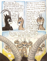 Size: 1066x1364 | Tagged: safe, artist:thefriendlyelephant, oc, oc only, oc:sabe, oc:uganda, comic:sable story, animal in mlp form, antelope, comic, cute, dialogue, giant sable antelope, harem, horns, imagination, lidded eyes, pleading, speech bubble, thought bubble, traditional art