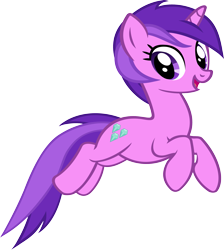Size: 2609x2918 | Tagged: safe, artist:ironm17, character:amethyst star, character:sparkler, species:pony, species:unicorn, background pony, female, jumping, looking back, mare, open mouth, simple background, smiling, solo, transparent background, vector