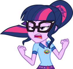 Size: 5000x4763 | Tagged: safe, artist:limedazzle, character:twilight sparkle, character:twilight sparkle (scitwi), species:eqg human, equestria girls:legend of everfree, g4, my little pony: equestria girls, my little pony:equestria girls, absurd resolution, clothing, drunk, drunk twilight, female, glasses, open mouth, shorts, simple background, solo, the midnight in me, transparent background, vector