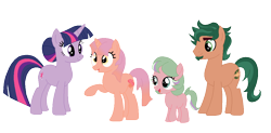 Size: 1122x552 | Tagged: safe, artist:berrypunchrules, character:timber spruce, character:twilight sparkle, character:twilight sparkle (unicorn), oc, oc:chrysogonum peruvianum, oc:starfest twilight, parent:timber spruce, parent:twilight sparkle, parents:timbertwi, species:pony, species:unicorn, ship:timbertwi, equestria girls:legend of everfree, g4, my little pony: equestria girls, male, next generation, offspring, shipping, simple background, straight, transparent background