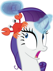 Size: 8682x11565 | Tagged: safe, artist:pink1ejack, character:rarity, species:crab, episode:p.p.o.v. (pony point of view), g4, my little pony: friendship is magic, absurd resolution, crab fighting a giant rarity, rarity fighting a giant crab, role reversal, simple background, skuttles the crab, transparent background, vector