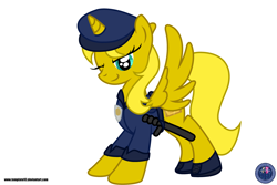 Size: 3600x2400 | Tagged: safe, artist:template93, oc, oc only, oc:ticket, species:alicorn, species:pony, alicorn oc, female, police officer, solo