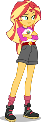 Size: 2047x6000 | Tagged: safe, artist:limedazzle, character:sunset shimmer, equestria girls:legend of everfree, g4, my little pony: equestria girls, my little pony:equestria girls, absurd resolution, boots, camp everfree outfits, clothing, crossed arms, female, legs, shorts, simple background, smug, socks, solo, transparent background, vector