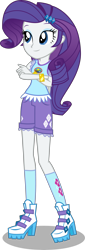 Size: 2051x6000 | Tagged: safe, artist:limedazzle, character:rarity, equestria girls:legend of everfree, g4, my little pony: equestria girls, my little pony:equestria girls, boots, bracelet, camp everfree outfits, clothing, crossed arms, cutie mark, cutie mark on clothes, female, high heels, shoes, shorts, simple background, smiling, socks, solo, transparent background, vector